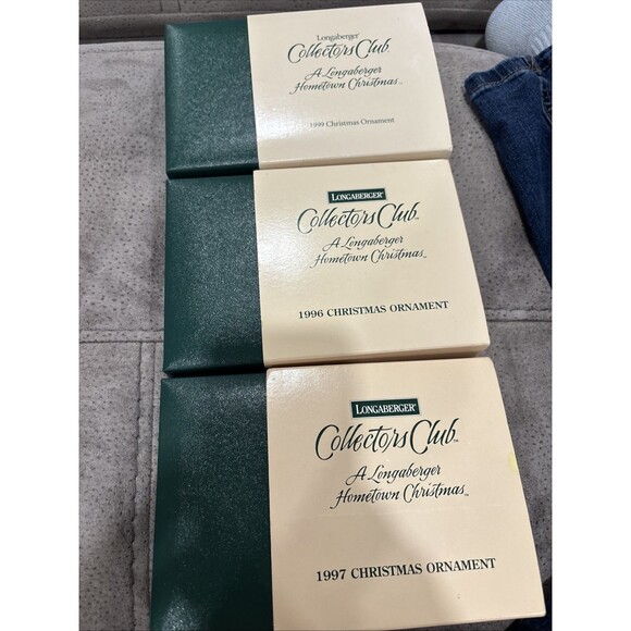 Longaberger Club Christmas China Ornaments THREE Set 1996, 1997, 1999  +Case - Picture 2 of 14